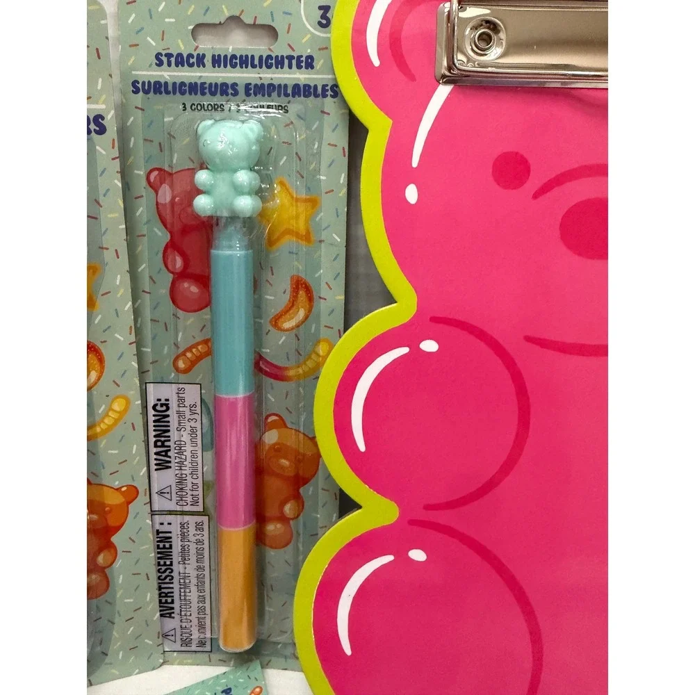 Gummy Bear Stationery Set Clipboard Pencil Pouch Pens Erasers Keychain Bundle